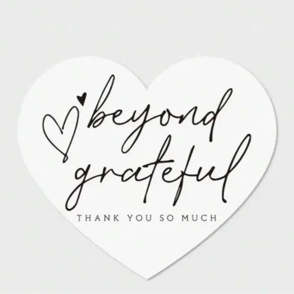50 Heart-Shaped Thank You Stickers You Choose - Picture 3 of 4